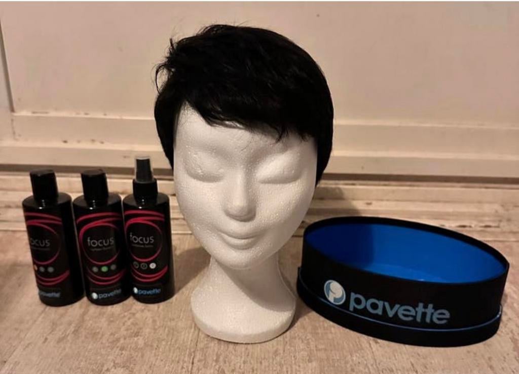 ZGAN Pavette Donkerbruin Zwart Pruik / Echt haar, Ophalen of Verzenden, Zo goed als nieuw, Shampoo of Conditioner