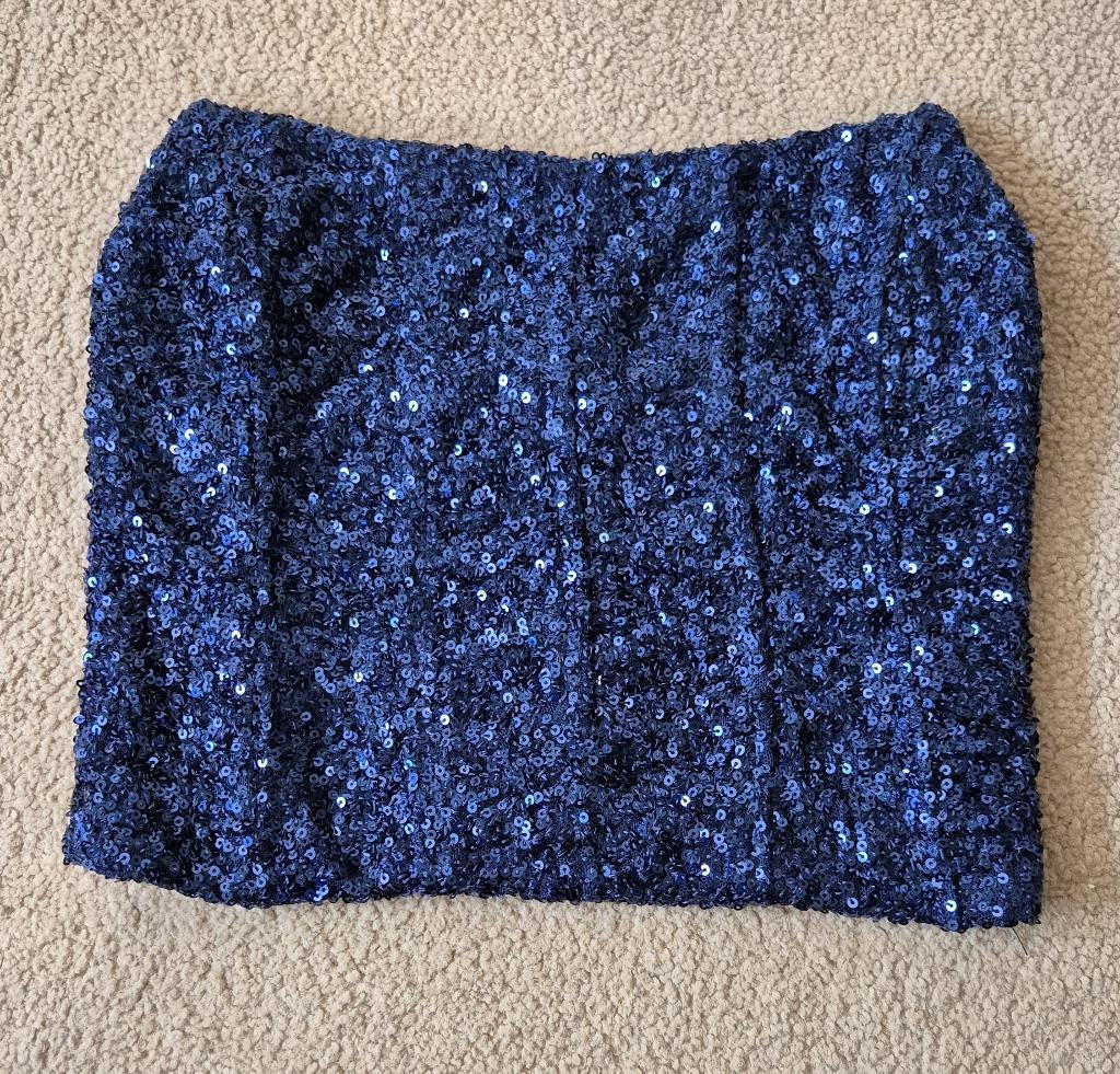 Bandeau tube top navy glitter Vera&Lucy XS - nieuw, Blauw, Nieuw, Ophalen of Verzenden, Zonder mouw