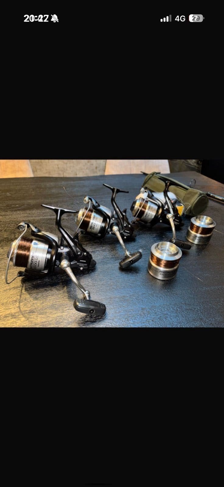 Nieuwstaat set 3 stuks shimano 6000 dc baitrunner incl spoel, Ophalen of Verzenden, Nieuw, Molen