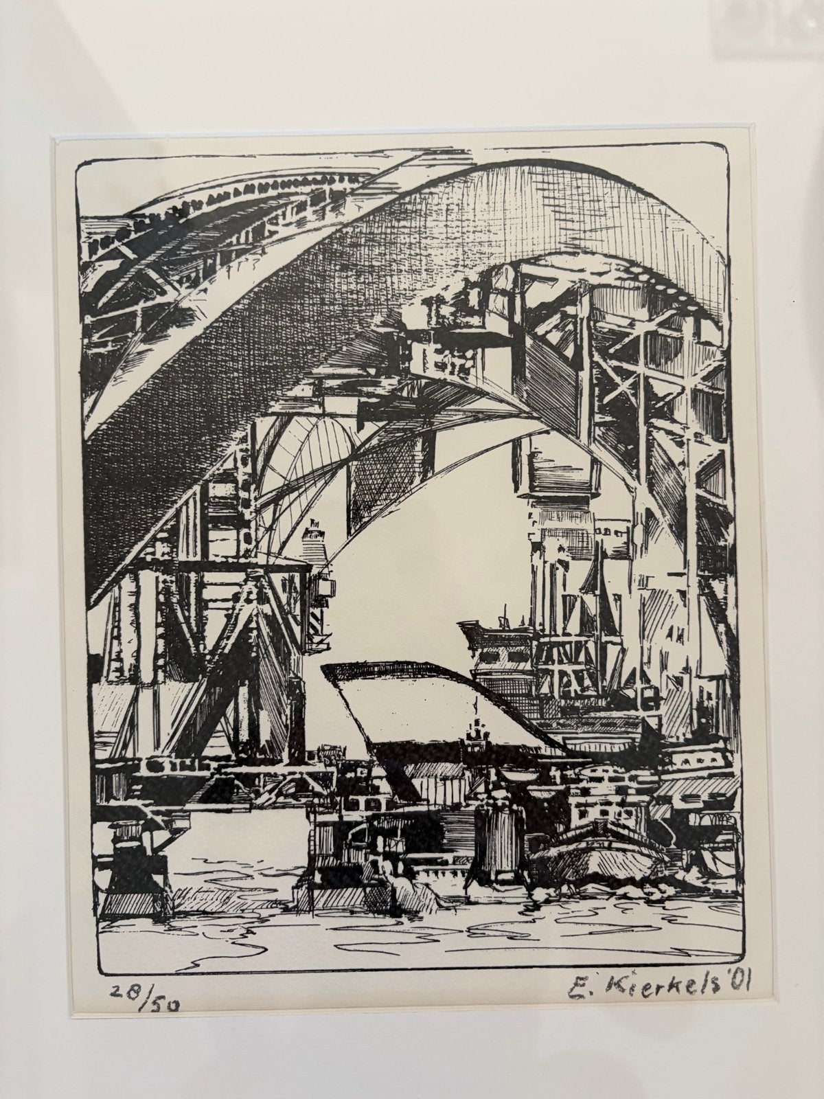 Zeefdruk Rotterdam van Erik Kierkels (2001), Genummerd, Stadsgezicht, 19 cm, 24 cm