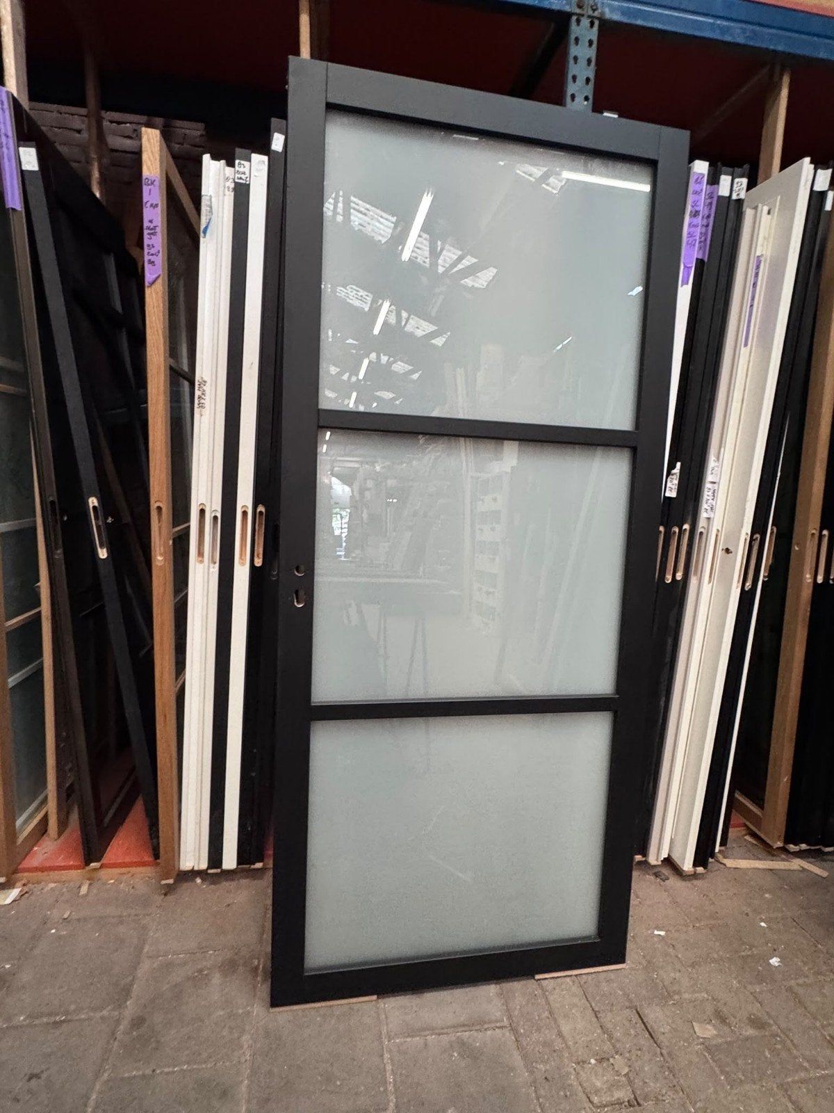 93x211,5cm binnendeur stomp links staallook zwart SL41, Ophalen, ., Binnendeur, Nieuw