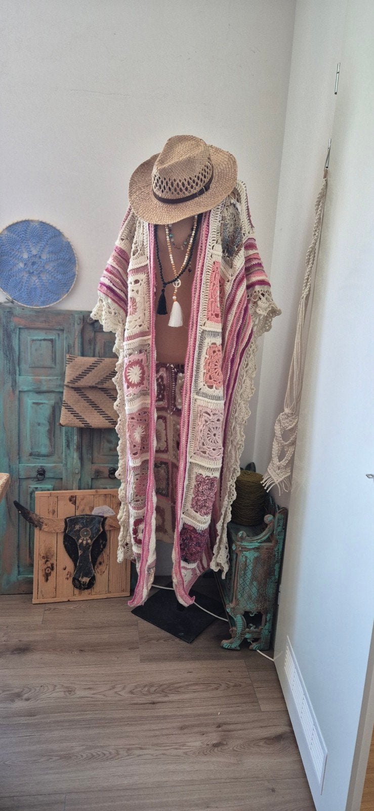 HandmadeByGreet BoHo  Vest mt 46-48, Hobby en Vrije tijd, Breien en Haken, Ophalen, Nieuw, Breien, Patroon of Boek
