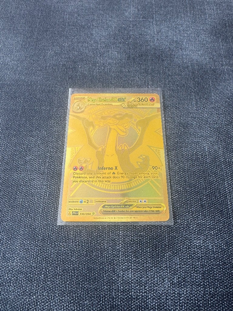 Mega charizard gold x ex, Ophalen, Zo goed als nieuw, Losse kaart
