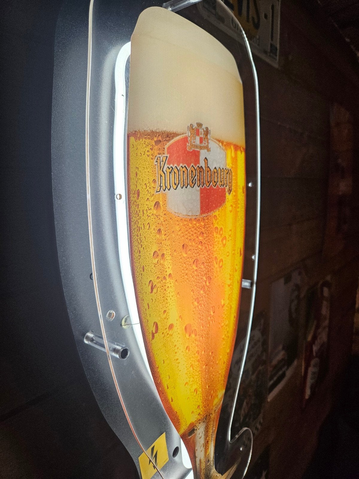 Kronenbourg bierglas echte neon  - Reclamebord, Ophalen
