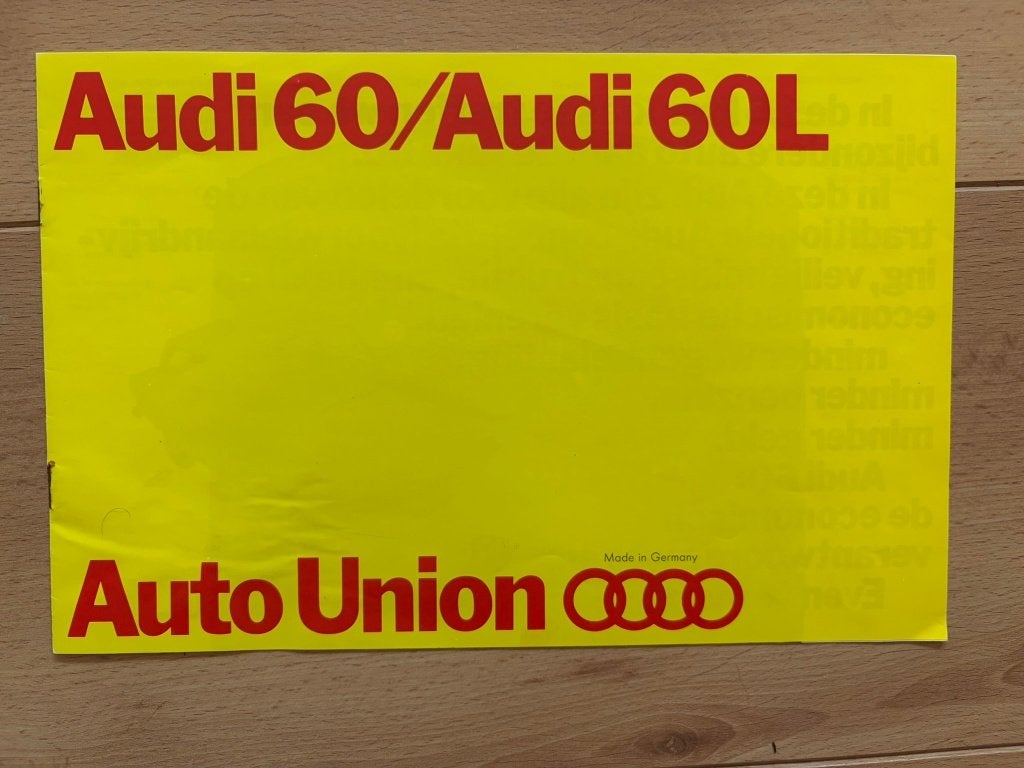 Audi 60/Audi 60L  -  Folder - Brochure, Gelezen, Ophalen of Verzenden, Audi, Audi - Auto Union
