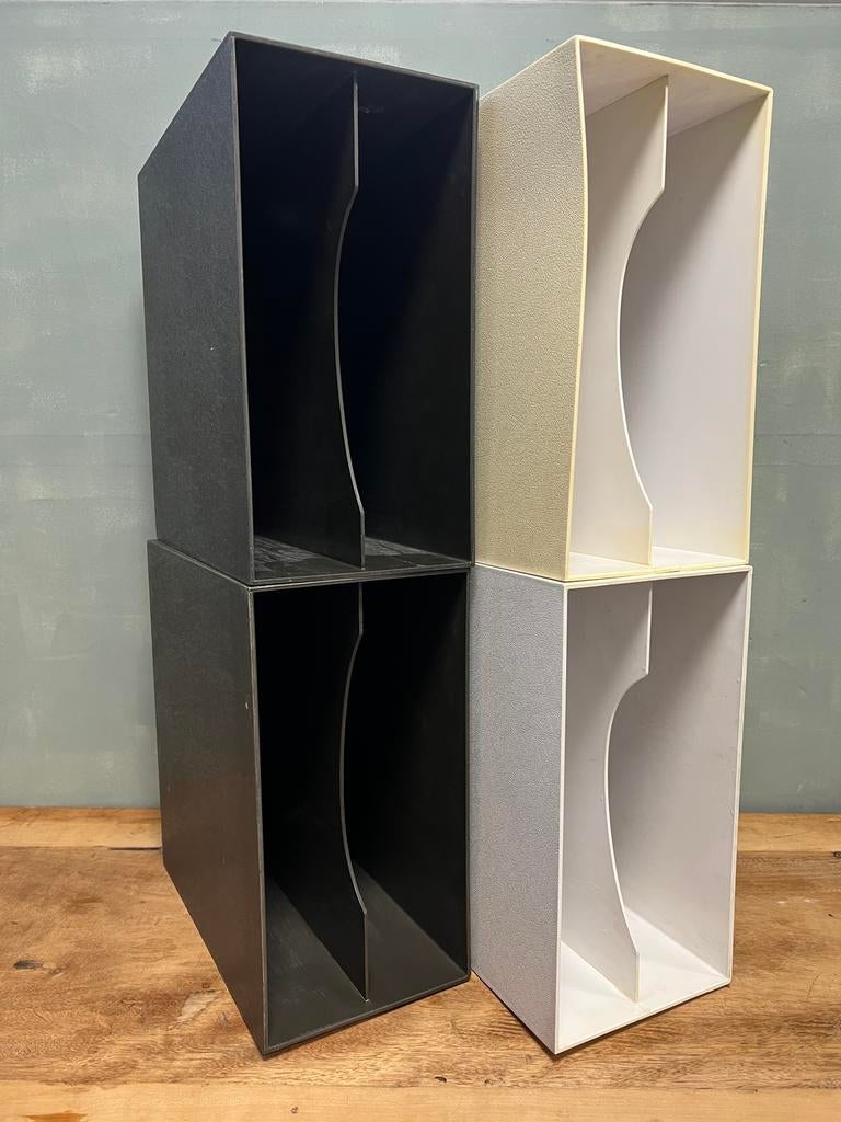 Vintage LP opbergbox vinyl standaard 1970 kunsstof, Ophalen, Kunststof, Gebruikt, 25 tot 75 discs