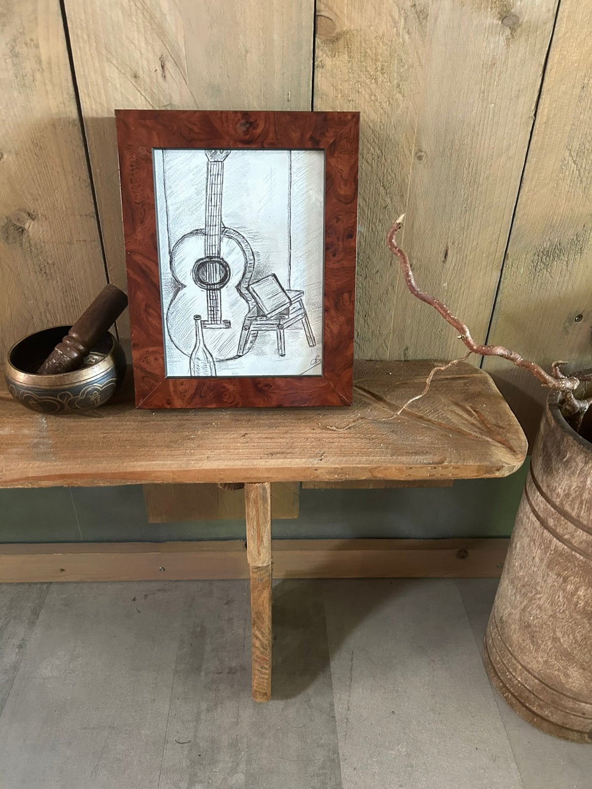 Potlood/pentekening gitaar, Ophalen of Verzenden, Minder dan 50 cm