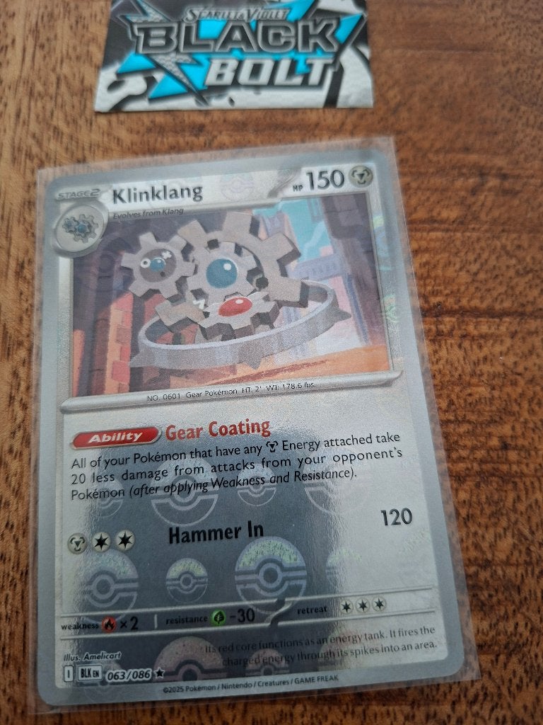 Pokemon Klingklang (pokeball) (063/086) – Black Bolt, Ophalen of Verzenden, Nieuw, Losse kaart, Foil