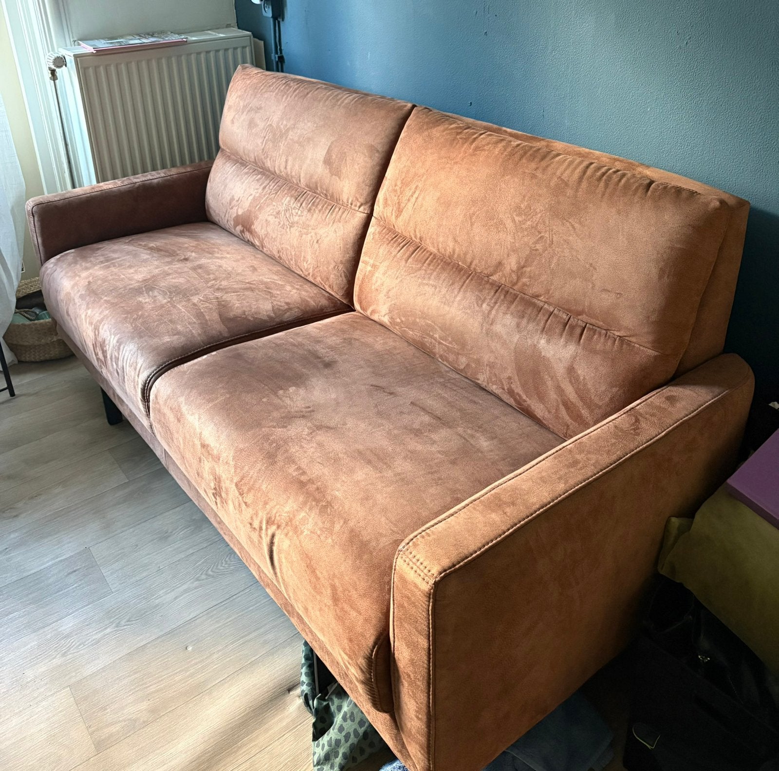 Tweezits bank suèdelook, Ophalen, 150 tot 200 cm, Tweepersoons, 75 tot 100 cm