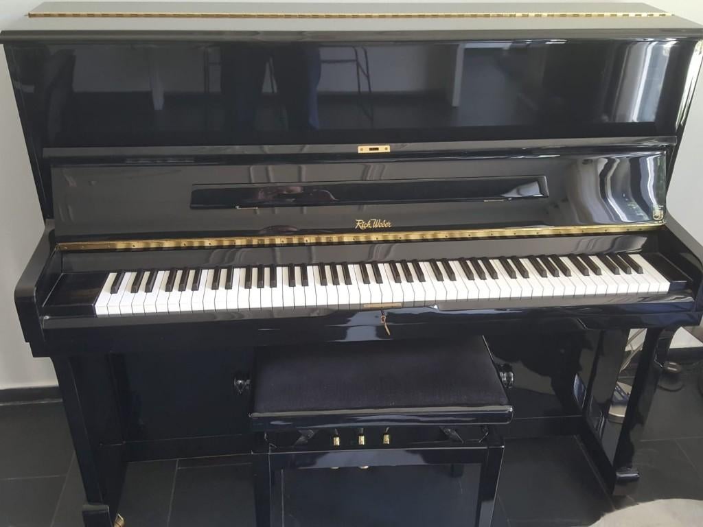 Piano Rich. Weber 122K zwart hoogglans topstaat te koop, Zwart, Ophalen of Verzenden, Zo goed als nieuw, Piano