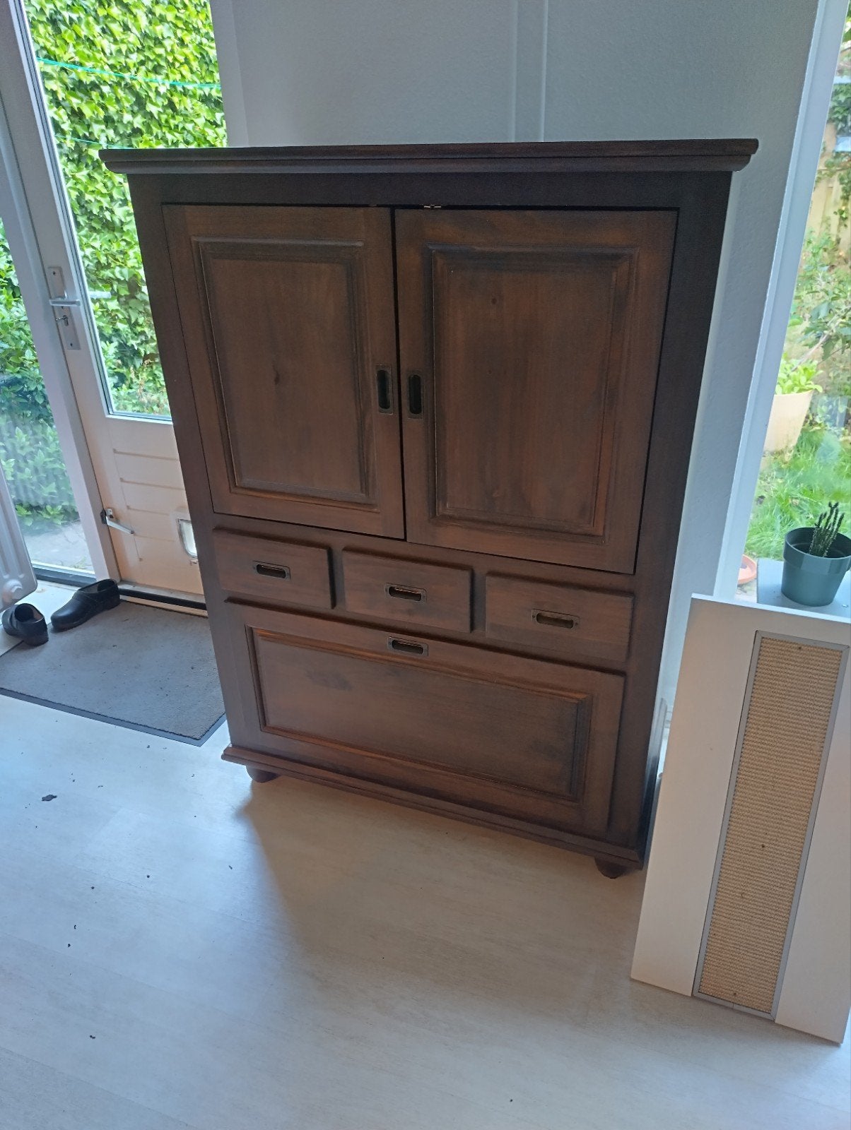 Grenen TV-kast, Ophalen, Gebruikt, 100 tot 150 cm, Klassiek/Landelijk