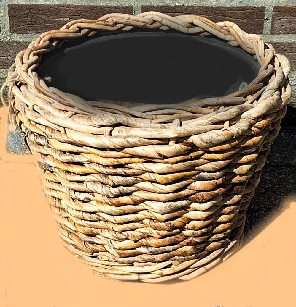 ROTAN DRYPOT 1915 BLOEMPOT / SIERPOT Ø43x30cm., Ophalen, Gevlochten, Rond, Zo goed als nieuw