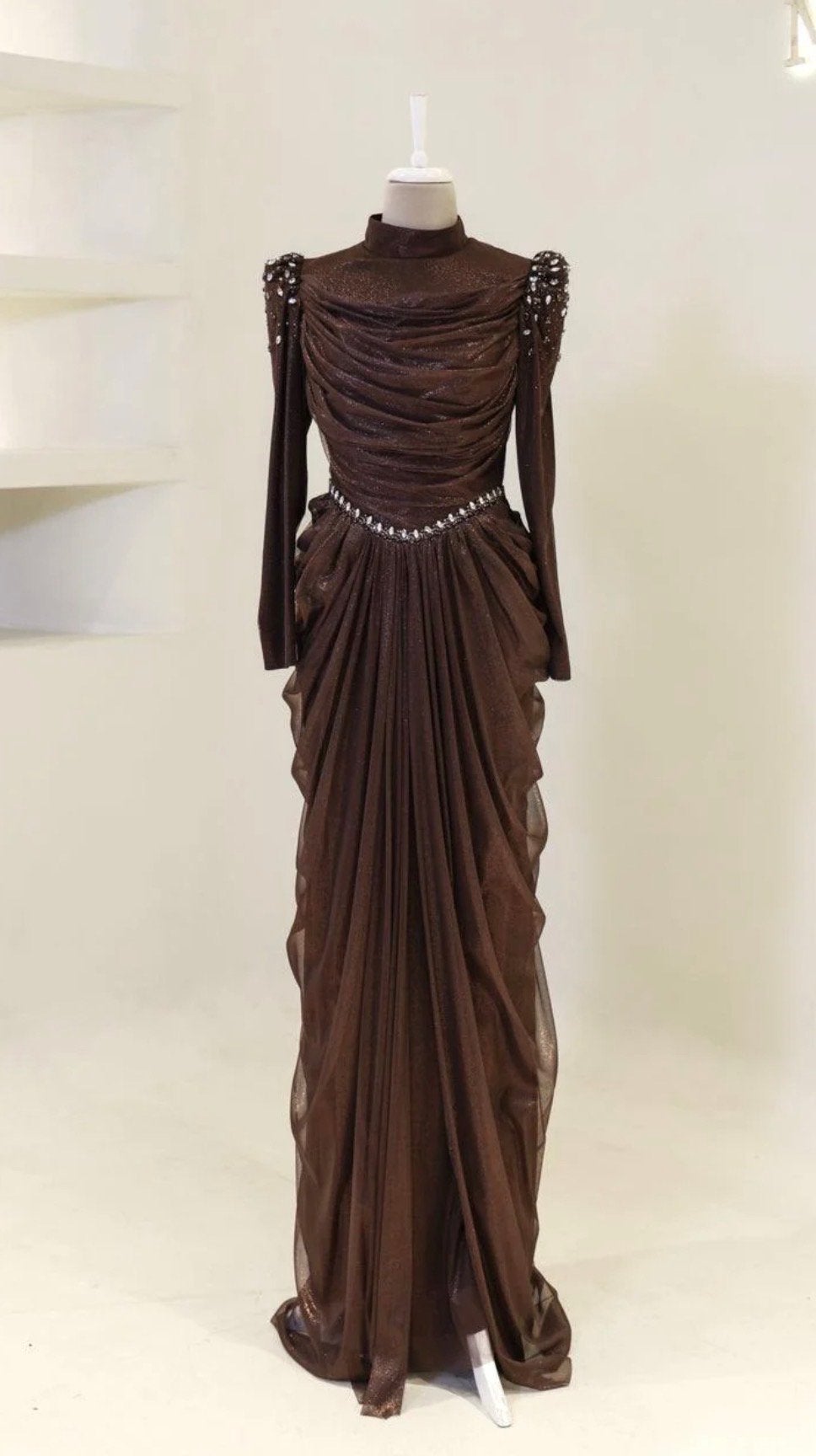 Gala jurk, abiye, Kleding | Dames, Maat 38/40 (M), Galajurk, Bruin, Nieuw