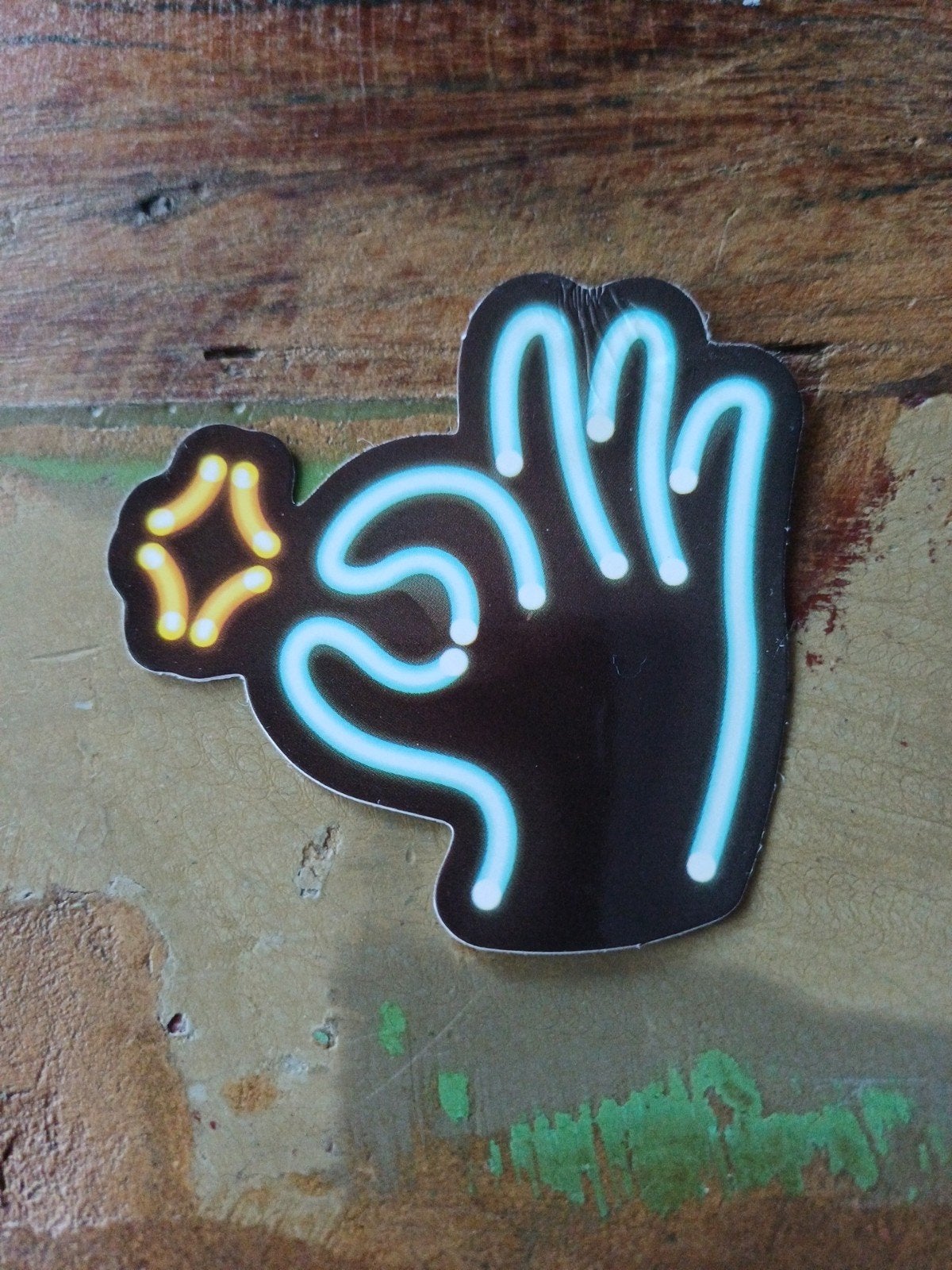 Sticker: Blauw Neon 'OK'-gebaar met Sterretje, Ophalen of Verzenden, Nieuw, Sticker