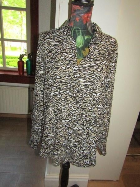 F977 & CO mt M blouse army zwart wit animal print Hadil, Maat 38/40 (M), & Co. Woman, Verzenden, Beige