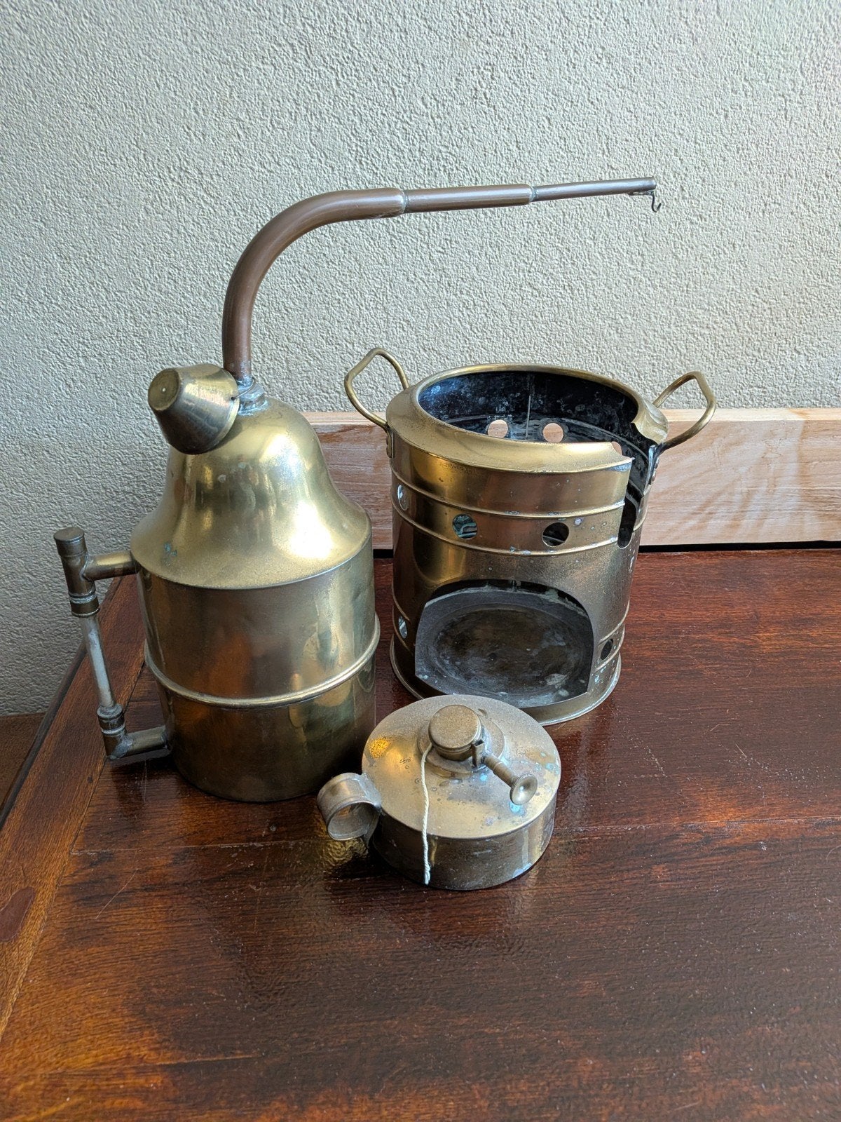 Antieke messing kroepketel stoomketel of ziekenketel, Antiek en Kunst, Ophalen, Koper
