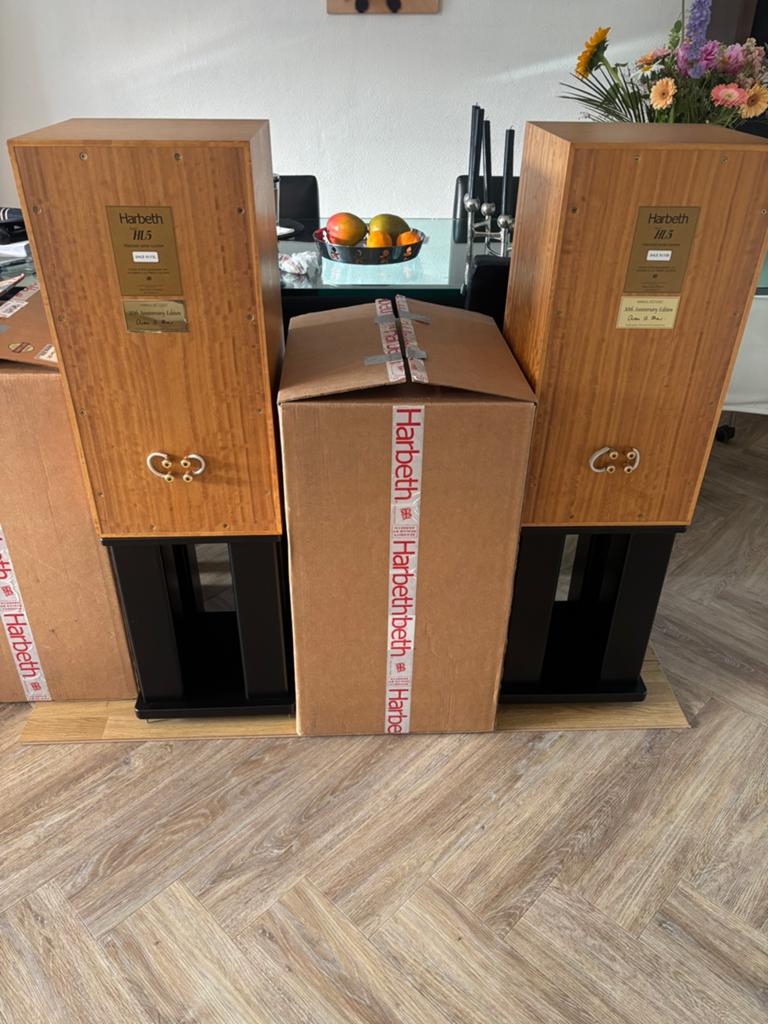 Harbeth super HL5 High-end luidsprekers, Audio, Tv en Foto, Luidsprekers, Gebruikt, Front, Rear of Stereo speakers, 120 watt of meer