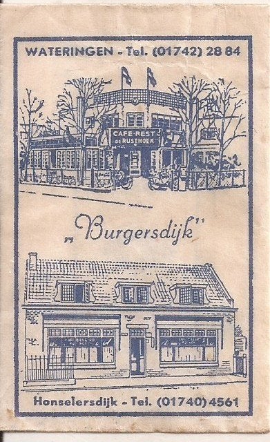 Honselersdijk suikerzakje "Burgersdijk" 50/60er jaren, Verzamelen, Suikerzakjes, Ophalen of Verzenden, Nederland