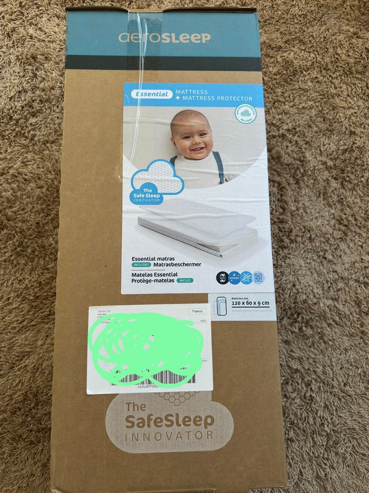 Aerosleep Essential babymatras 120x60 nieuw in doos, Ophalen of Verzenden, Nieuw, Eenpersoons
