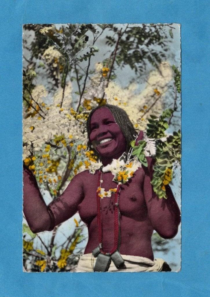 Mooie oude Semi-Nude kaart met jonge Afrikaanse vrouw B460, Ophalen of Verzenden, 1940 tot 1960, Ongelopen, Overige thema's