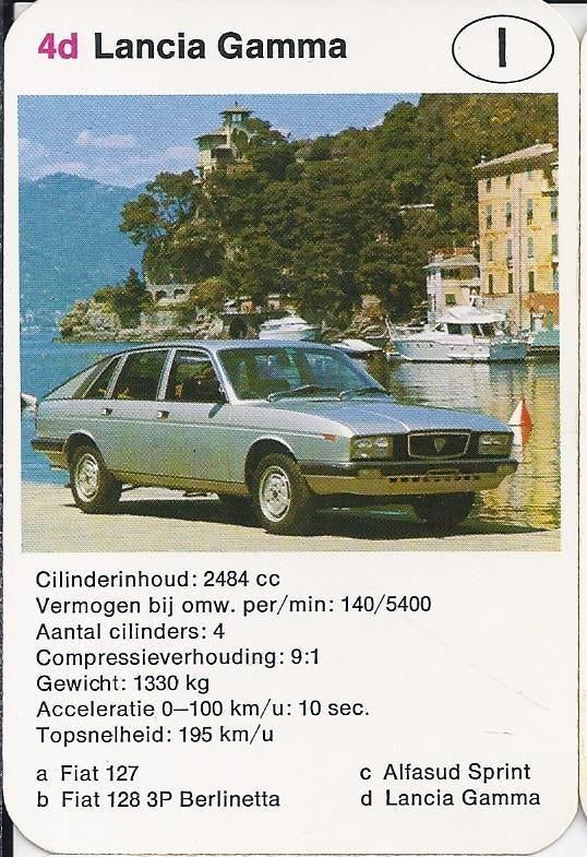 Kw4492 autokaartje 4D lancia gamma, Ophalen of Verzenden, Zo goed als nieuw, Auto's