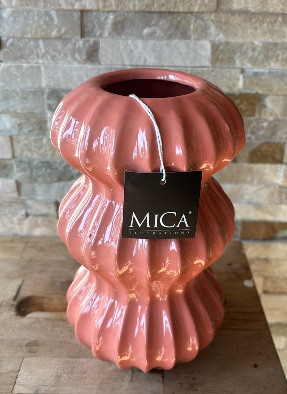 Mica decoratie vaas pipa, 23 cm, Nieuw, Ophalen of Verzenden, Roze