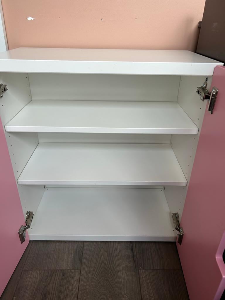 Roze/witte kast met planken ikea, Minder dan 90 cm, Gebruikt, Ophalen of Verzenden, Minder dan 50 cm