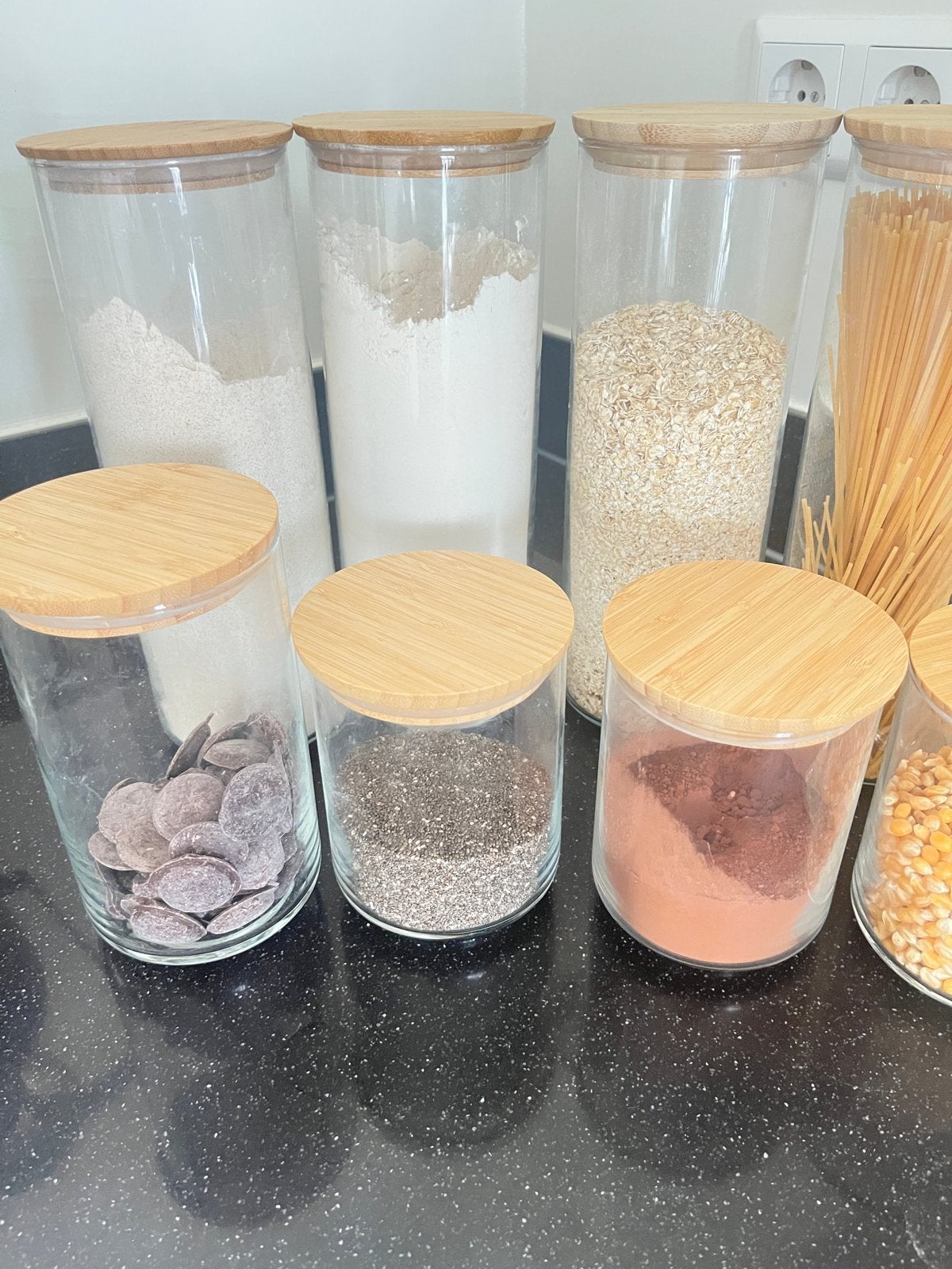 Ikea voorraadpotten met bamboe deksel - per stuk, Ophalen, IKEA, Voorraadpot, Glas