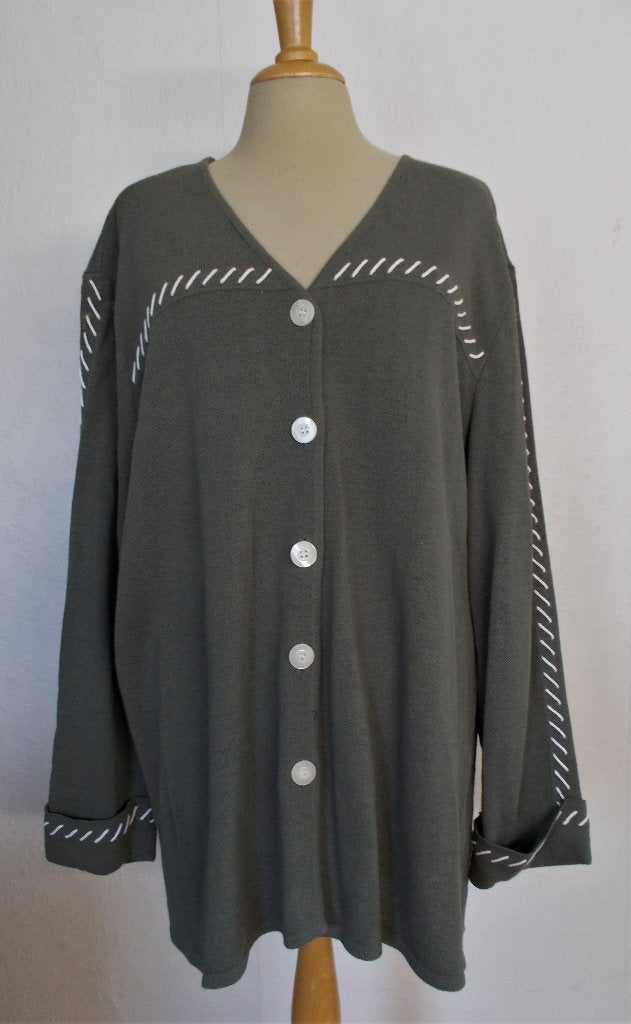 Mooi groen/wit wol mix vest van Attitude! 50, Kleding | Dames, Truien en Vesten, Verzenden, Zo goed als nieuw, Maat 46/48 (XL) of groter