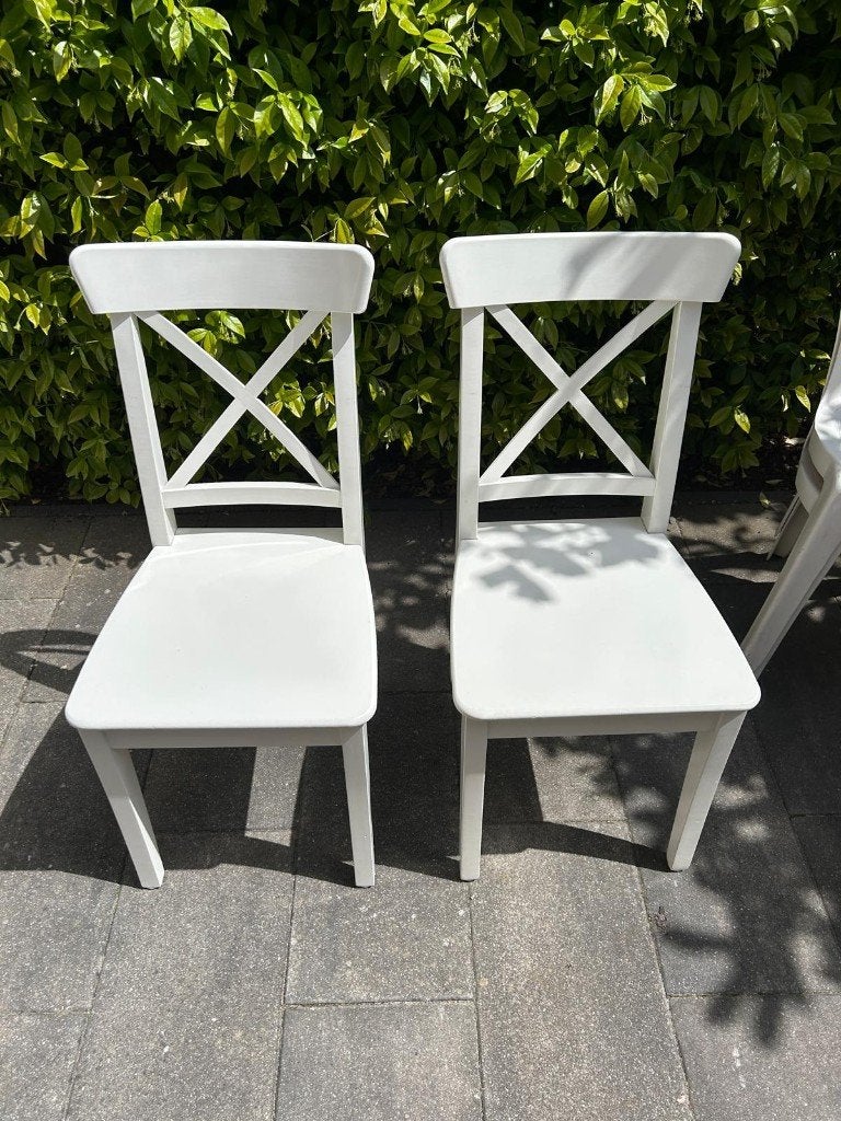 2 witte ikea ingolf eetkamerstoelen, Ophalen, Gebruikt, Twee, Wit