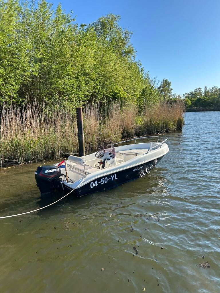 Rascala futurama 450 met 50 pk evinrude, Ophalen of Verzenden, Zo goed als nieuw, 3 tot 6 meter, Buitenboordmotor