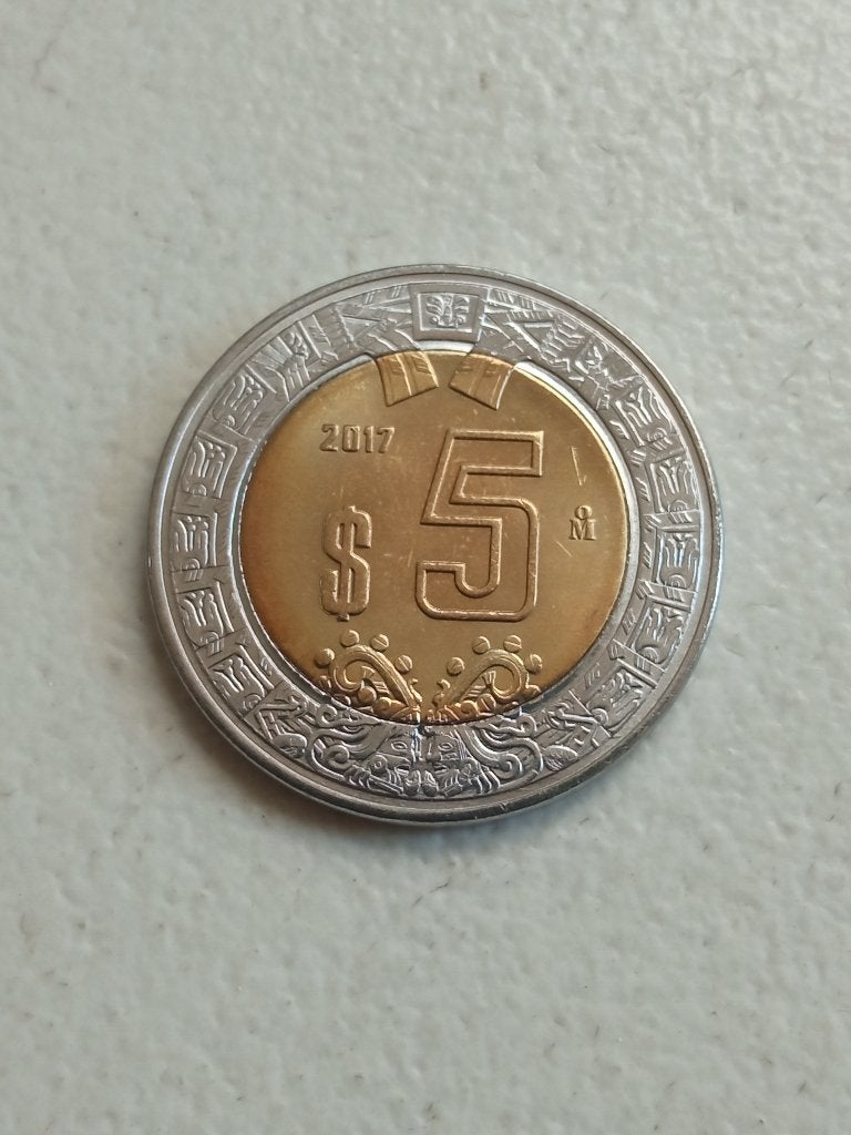 Mexico 5 pesos 2017., Postzegels en Munten, Munten | Amerika, Ophalen of Verzenden, Midden-Amerika, Losse munt