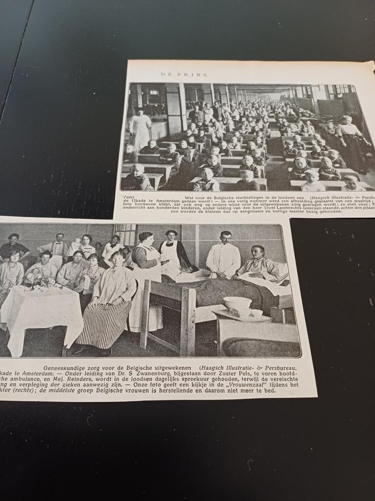 Knipsel Belgische vluchtelingen IJ kade Amsterdam 1914, Verzamelen, Tijdschriften, Kranten en Knipsels, Ophalen of Verzenden, Voor 1920