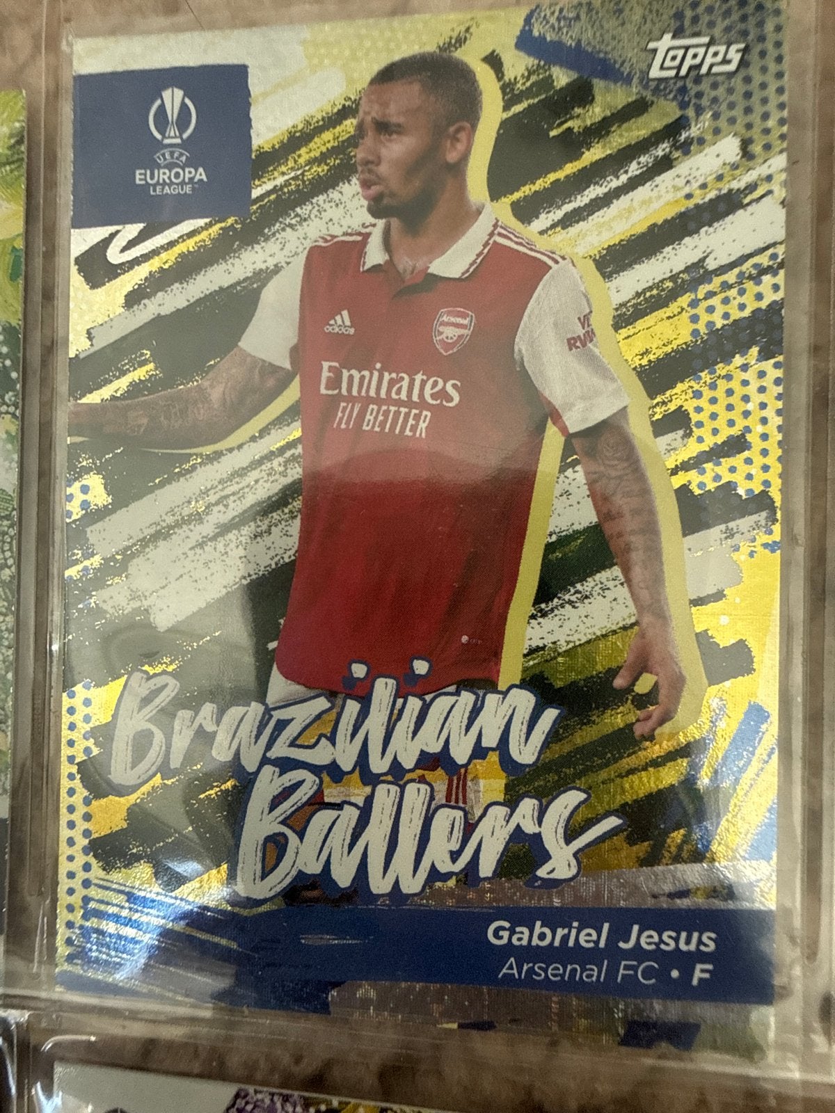 Gabriel Jesus Topps Brazilian Ballers Europa League Kaart, Ophalen of Verzenden, Zo goed als nieuw, Buitenlandse clubs, Spelerskaart
