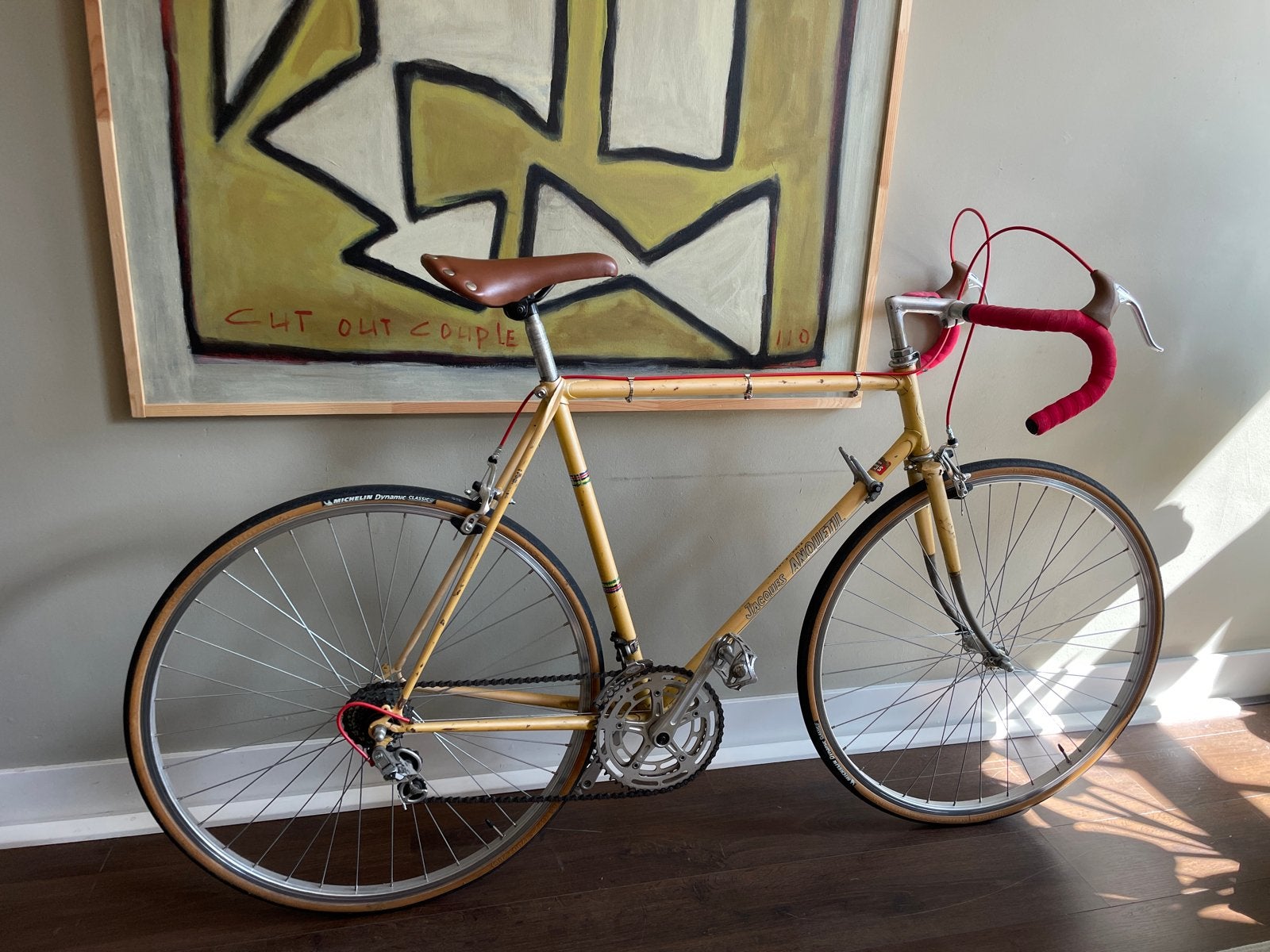 Vintage Jacques Anquetil racefiets - Champagne, Gebruikt, Staal, Velgrem, 57 tot 61 cm