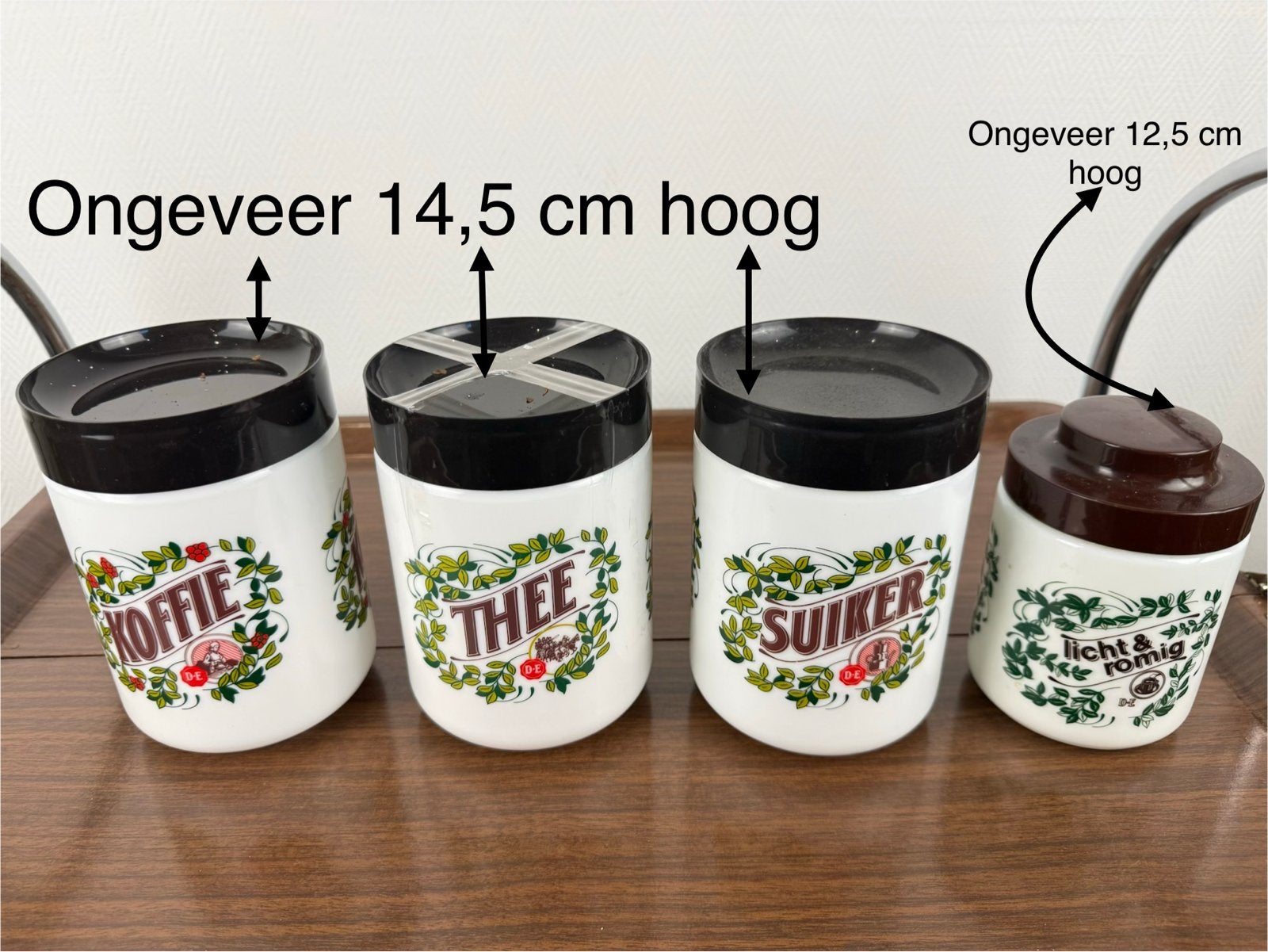 Vintage voorraadpotten set: Koffie, Thee, Suiker, Melk, Antiek en Kunst, Ophalen of Verzenden