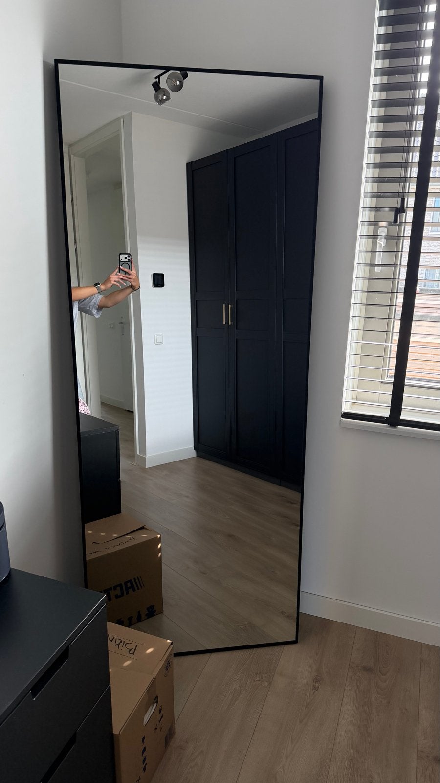 IKEA Hovet spiegel zwart 78x196 cm - Zo goed als nieuw, Huis en Inrichting, Ophalen of Verzenden, Zo goed als nieuw, 75 tot 100 cm