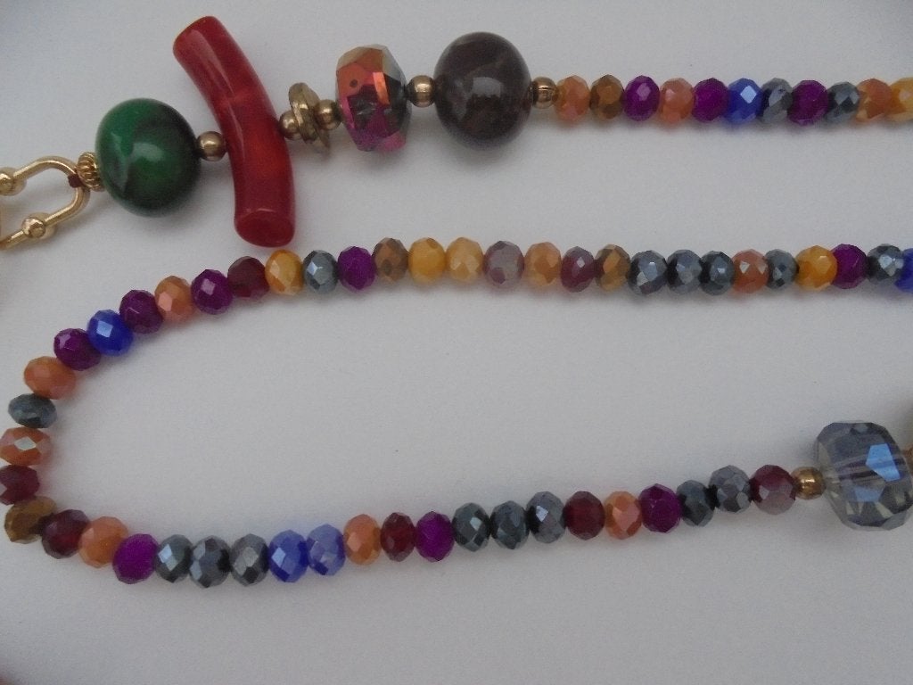 Mooie lange ketting gekleurd, Ophalen of Verzenden, Zo goed als nieuw, Overige materialen