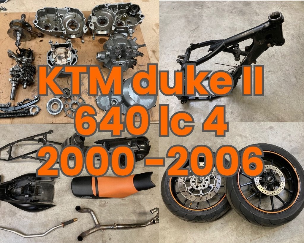 ktm 640 duke lc4 wielen voorvork cilinderkop carters krukas, Ophalen of Verzenden