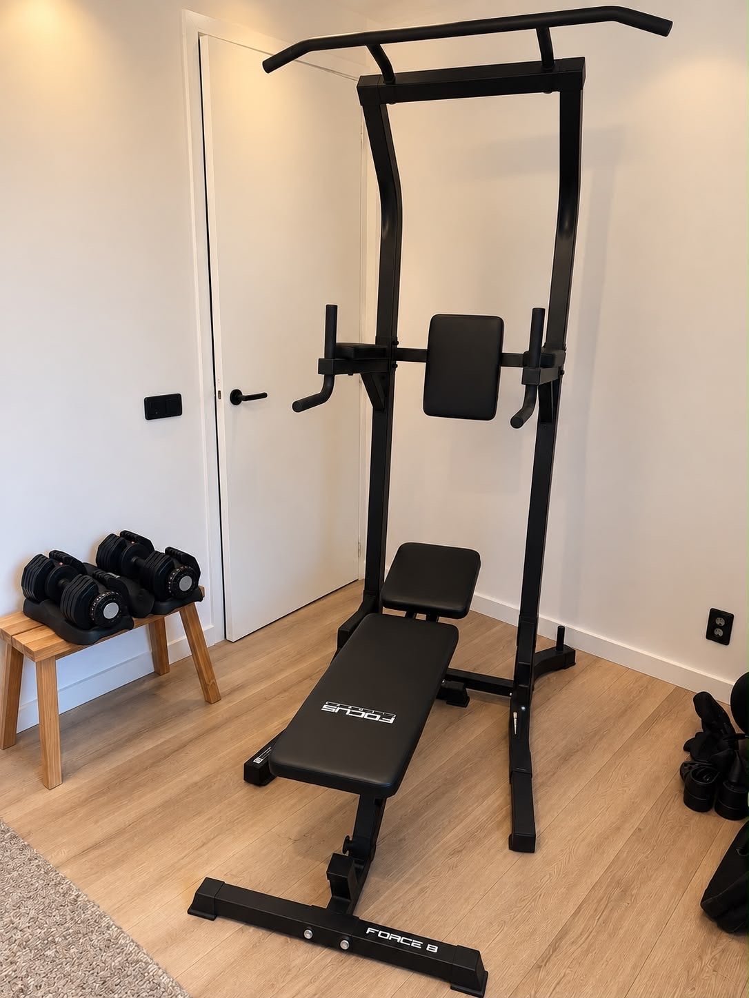 NIEUW Fitness pull-up station + verstelbare fitnessbank, Sport en Fitness, Krachtstation, Armen, Ophalen of Verzenden, Zo goed als nieuw