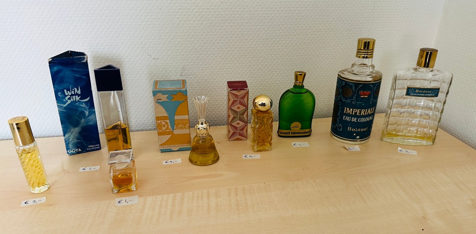 Vintage flesjes parfum en eau de cologne (jaren ‘60/‘70?), Ophalen of Verzenden, Parfumfles