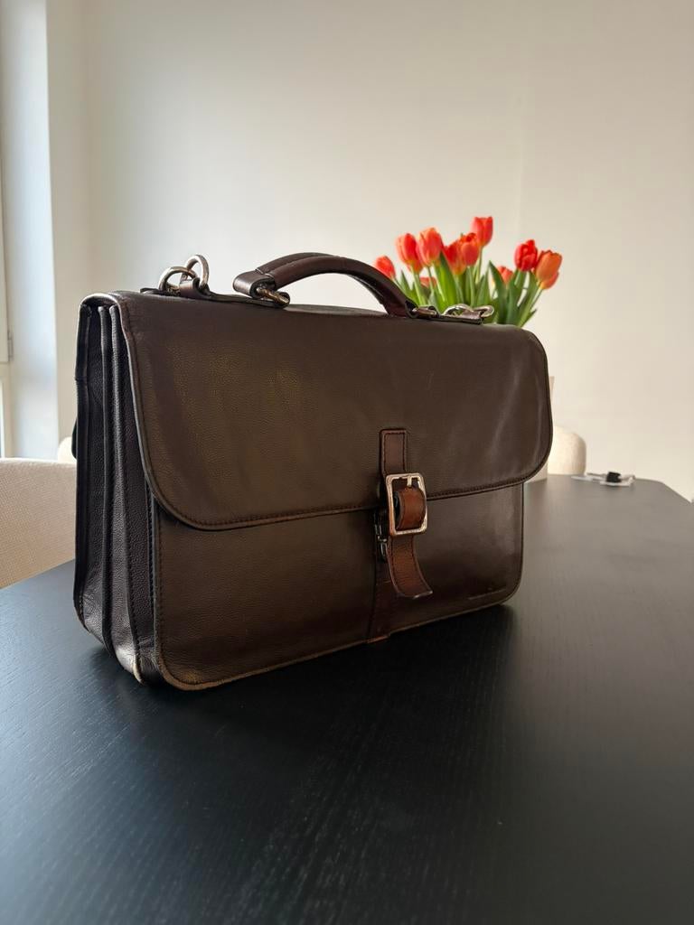 Aktetas/laptoptas Castelijn en Beerens bruin, Computers en Software, Laptoptassen, Gebruikt, Aktetas, 14 inch, Castelijn & Beerens