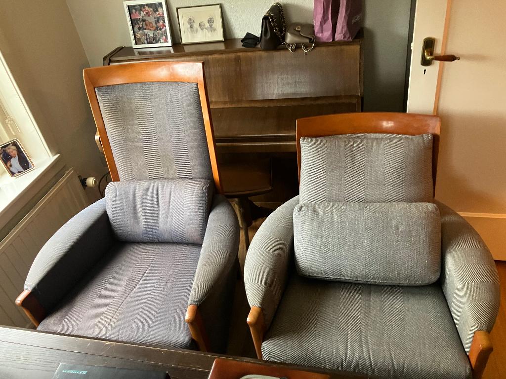2 Giorgetti design fauteuils, Ophalen, Gebruikt, 75 tot 100 cm, Stof