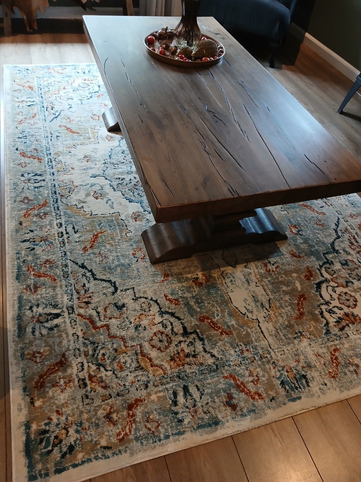 NIEUWE vloerkleed vintage, Ophalen, Blauw, Vintage, Rechthoekig