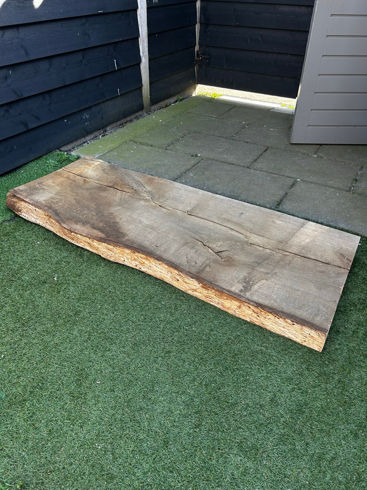 Massieve Eiken Plank - 157x60x10cm, Doe-het-zelf en Verbouw, Hout en Planken, Ophalen, Gebruikt, Eiken, Plank