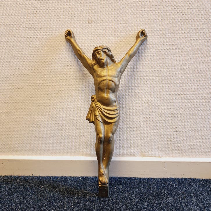 Vintage IJzeren Christusbeeld (Goudkleurig)