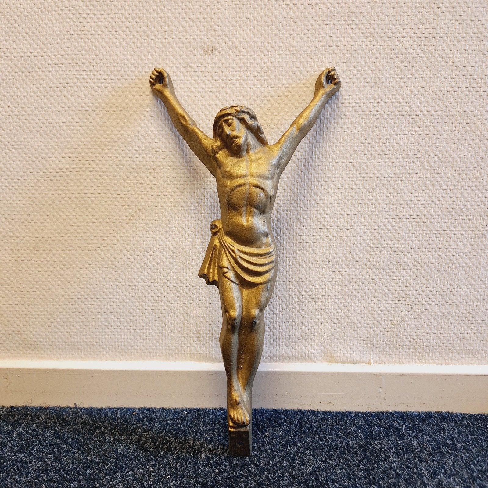 Vintage IJzeren Christusbeeld (Goudkleurig), Antiek en Kunst, Ophalen of Verzenden