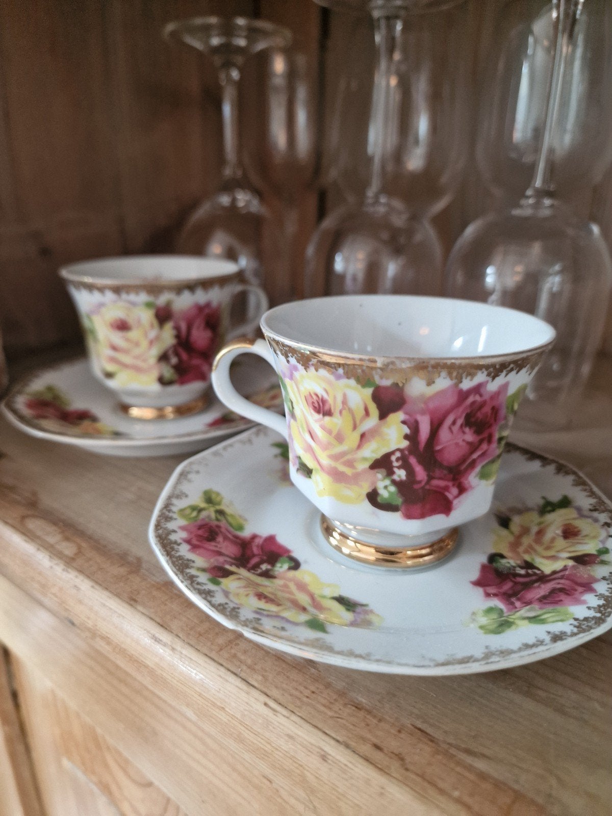 Vintage porselein: 2x Kop en schotel Winterling Bavaria, Ophalen of Verzenden, Zo goed als nieuw, Porselein, Kop en/of schotel