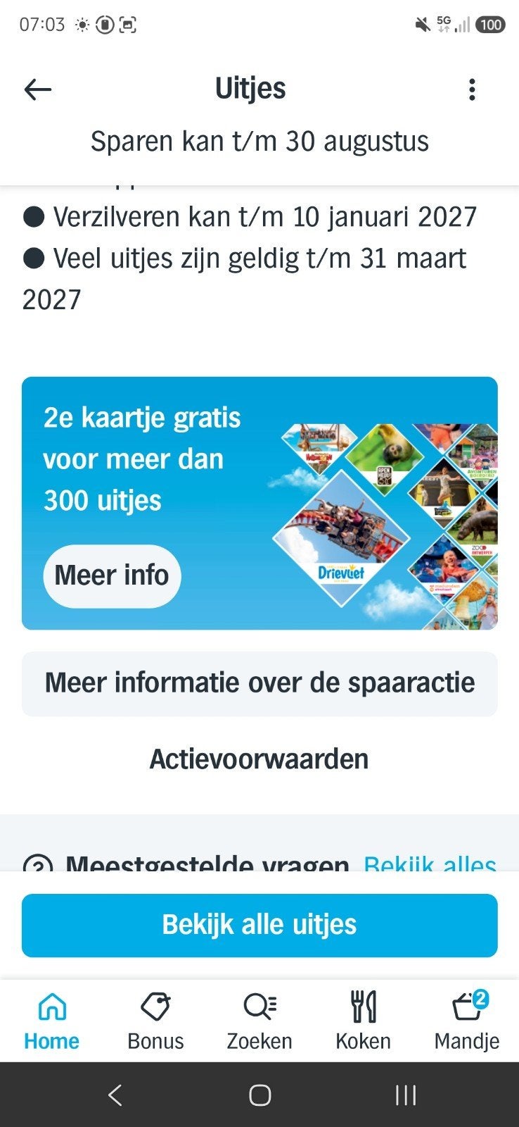AH UITJES spaaractie. 23 volle kaarten!, Drie personen of meer, Kortingskaart