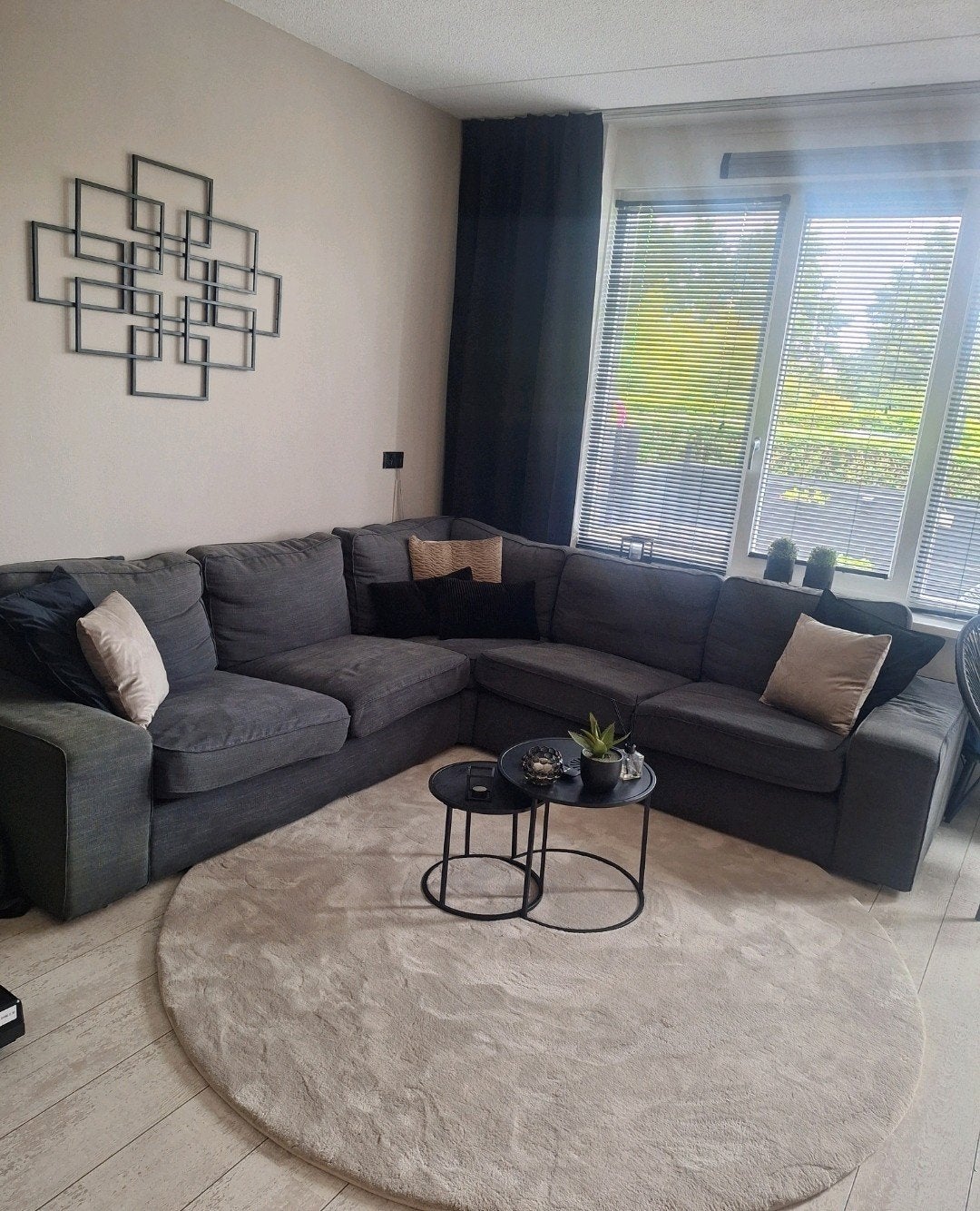 kivik ikea hoekbank, donkergrijs, 257x257 cm, Ophalen, Gebruikt, Stof, Modern, Comfortabel